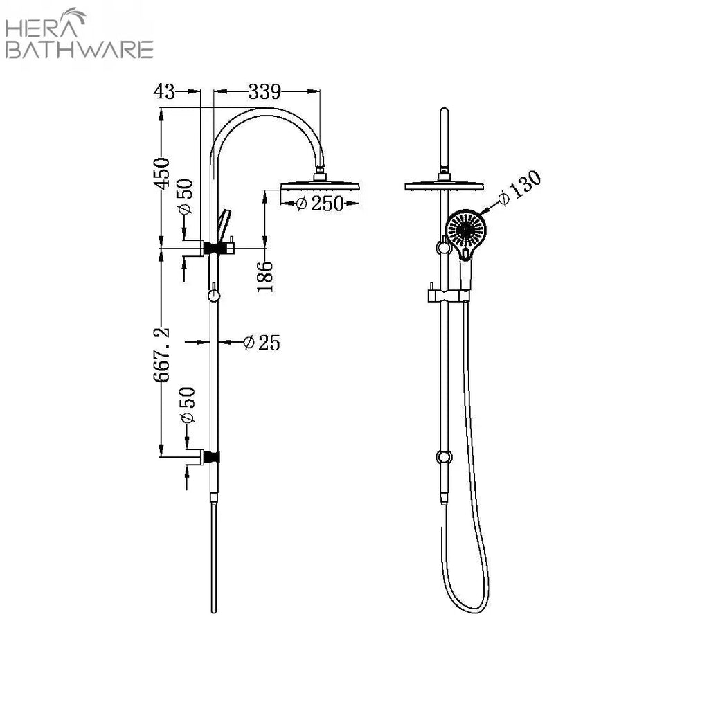 OPAL Twin Shower Set | Nero - Hera BathwareBrushed Bronze