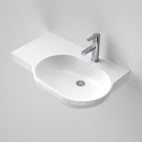 OPAL Wall Basin 720mm Left Hand Shelf | CAROMA - Hera Bathware1 Tap Hole
