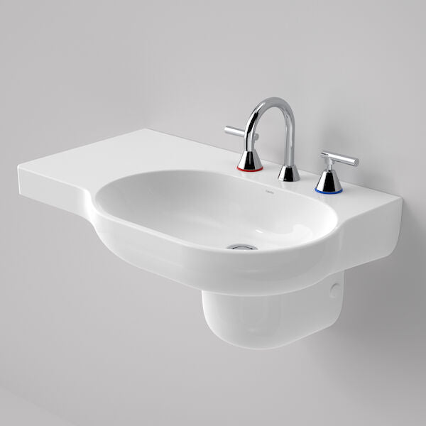 OPAL Wall Basin 720mm Left Hand Shelf | CAROMA - Hera Bathware3 Tap Hole