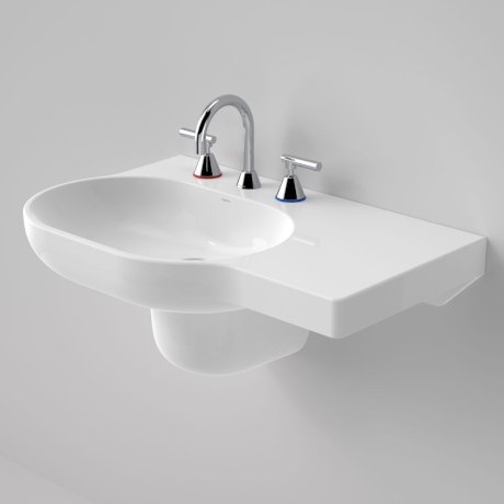 OPAL Wall Basin 720mm Right Hand Shelf | CAROMA - Hera Bathware3 Tap Hole