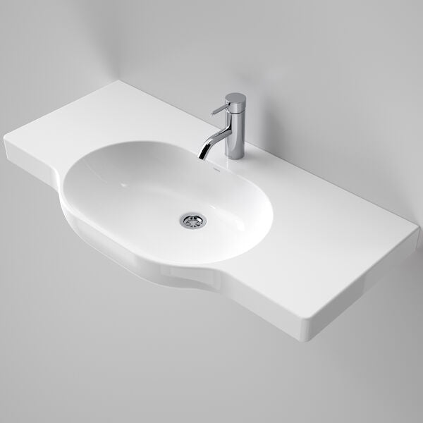 OPAL Wall Basin 900mm Twin Shelf | CAROMA - Hera Bathware1 Tap Hole
