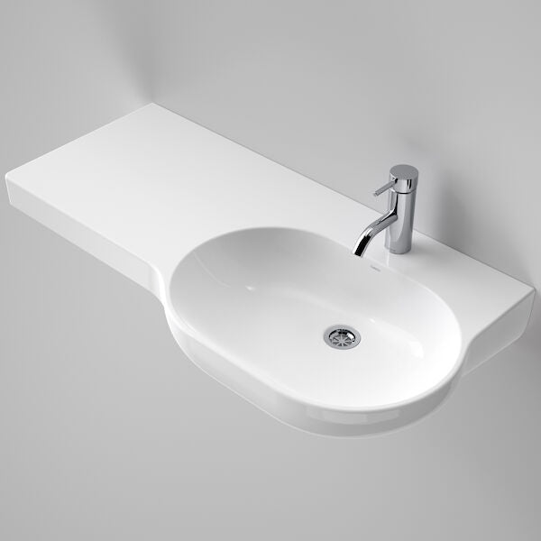 OPAL Wall Basin 920mm Left Hand Shelf | CAROMA - Hera Bathware1 Tap Hole