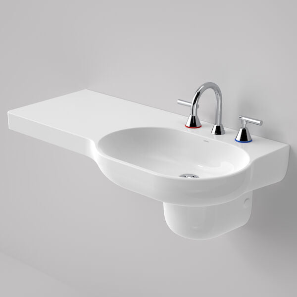 OPAL Wall Basin 920mm Left Hand Shelf | CAROMA - Hera Bathware3 Tap Hole