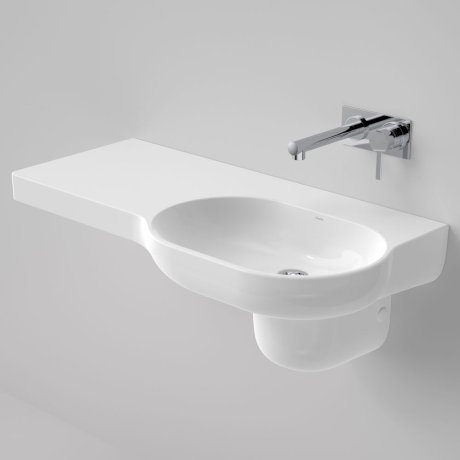 OPAL Wall Basin 920mm Left Hand Shelf | CAROMA - Hera BathwareNo Tap Hole