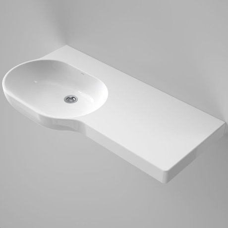 OPAL Wall Basin 920mm Right Hand Shelf | CAROMA - Hera BathwareNo Tap Hole