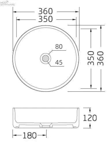 Otis Round Above Counter Basin 360mm - Hera BathwareGloss White