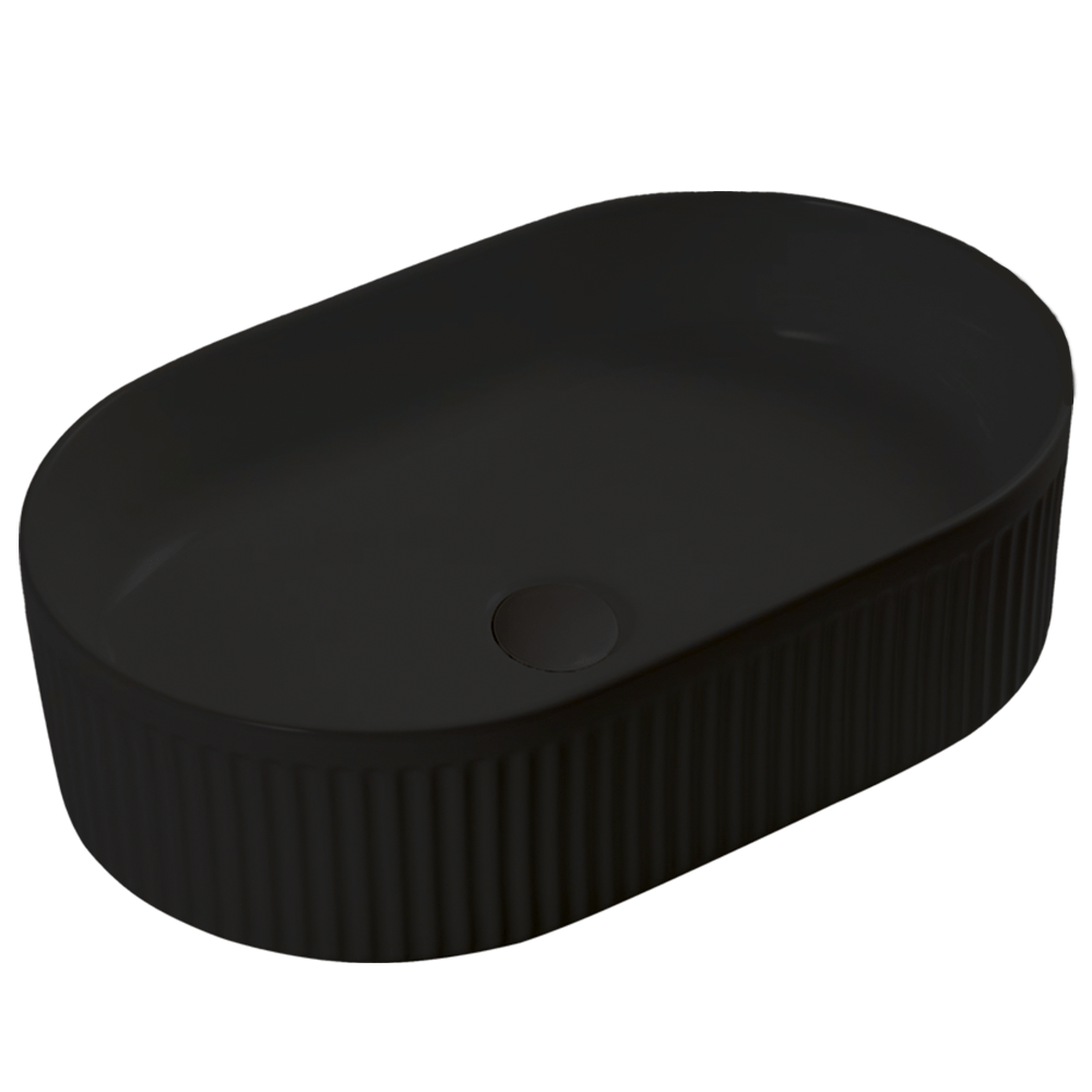 Oval Above Counter Grooved Basin - Hera BathwareMatte Black
