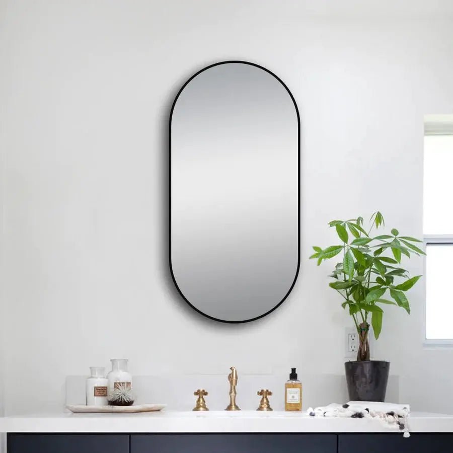 Oval Black Framed Mirror 450/600*900mm - Hera BathwareMatte Black450*900mm