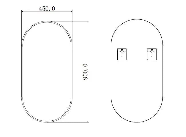 Oval Black Framed Mirror 450/600*900mm - Hera BathwareMatte Black450*900mm