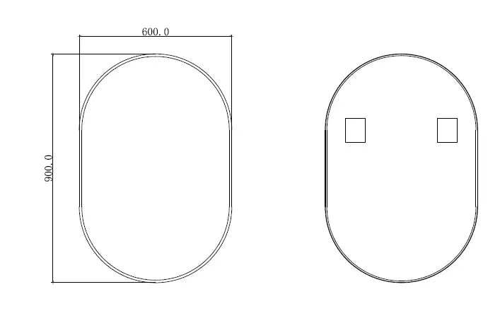Oval Black Framed Mirror 450/600*900mm - Hera BathwareMatte Black450*900mm