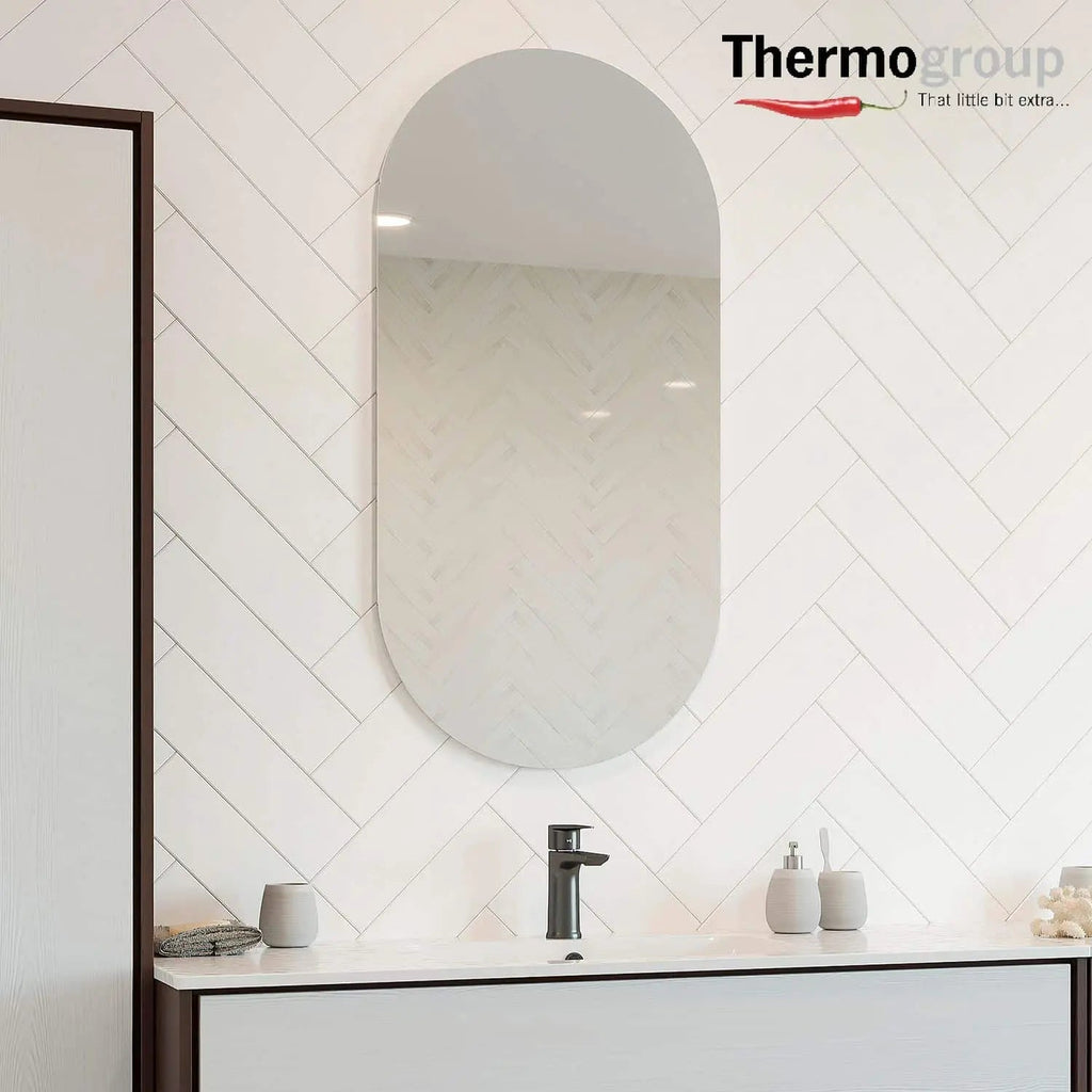 Oval Shape Polished Edge Mirror 500(W)x1000(H)mm - Hera BathwareDemister + Glue - to - Wall