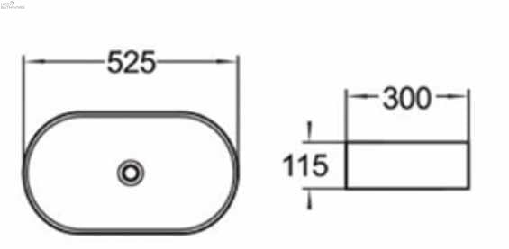 Oval Ultra Slim Above - Counter Basin 525*300*115 - Hera BathwareGloss WhiteOval
