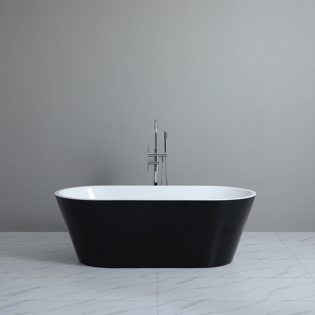 Ovia Black & White Bathtub Gloss | Ceto - Hera Bathware X KDK Bathware OBT1500B | Gloss Black1500mm