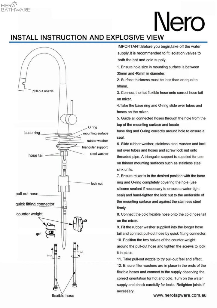PEARL Pull - Out Sink Mixer with Vegie spray function - Hera BathwareGun Metal