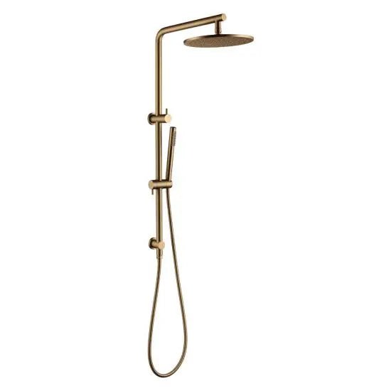 Pentro 250mm Brushed Yellow Gold Round Handheld Shower Station - Hera Bathware