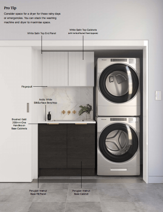 Perugian Walnut Cabinets Laundry Bundle - Hera Bathware X Timberline |
