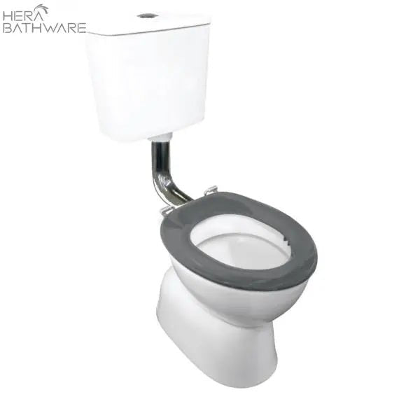 Plaza School - wise Vc Link Toilet Suite S Trap With Grey Seat And Chrome Button - Hera Bathware