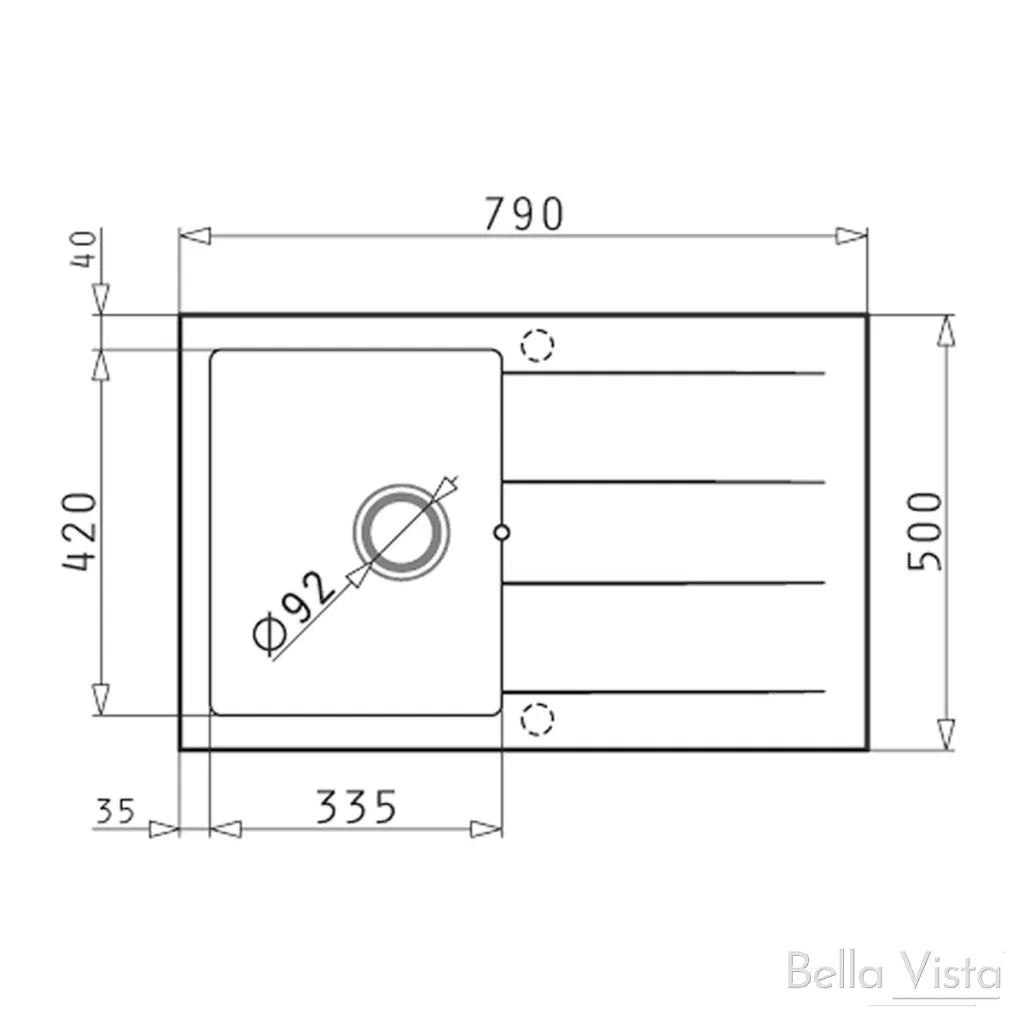 Pradus Graphite Carbon Kitchen Sinks | Bella Vista - Hera Bathware X Bella Vista SNK6244 - 1B - BLK - P | 620 x 440mmBlack