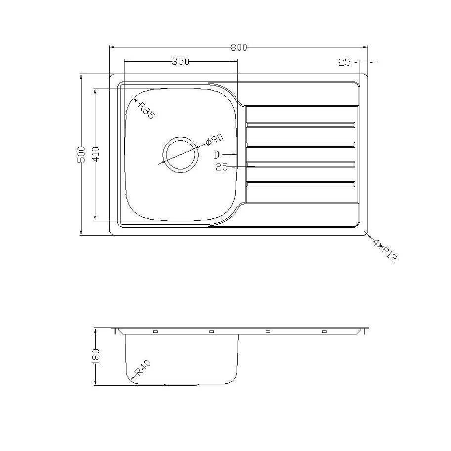 PRAGUE Top Mount Pressing Kitchen Sink PA300 - Hera BathwareLeft Hand Side Bowl