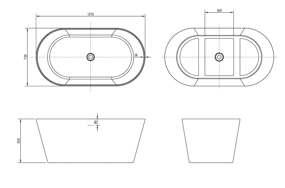 Prato Plus Free Standing Bathtub - Gloss White - Hera Bathware1420mmGloss White