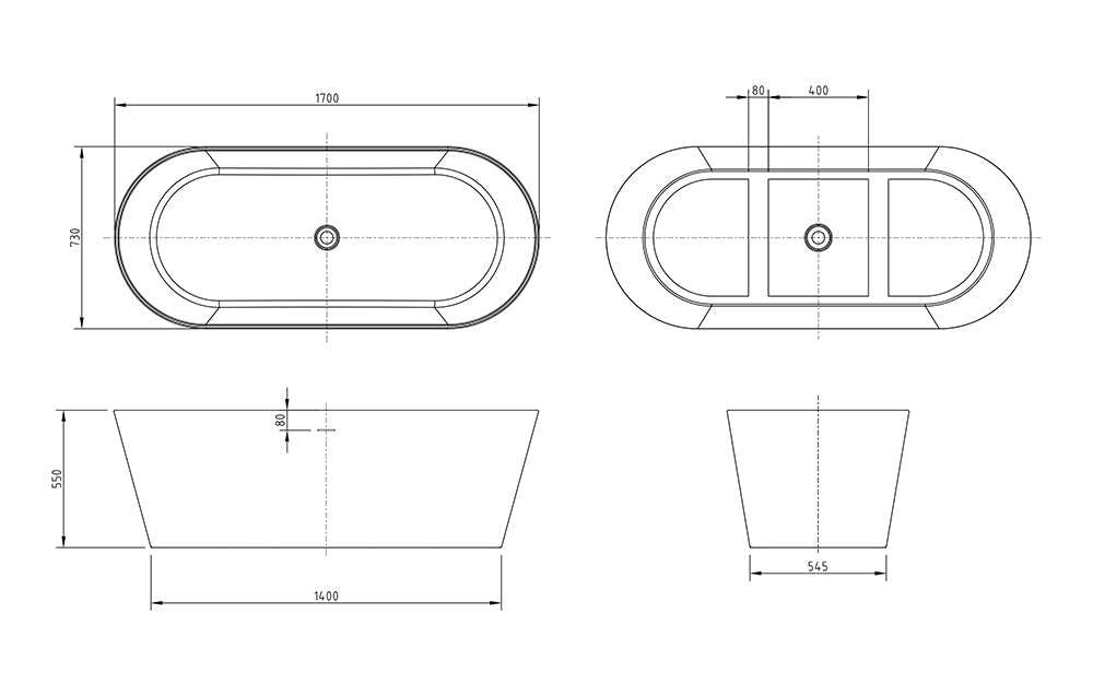 Prato Plus Free Standing Bathtub - Gloss White - Hera Bathware1700mmGloss White