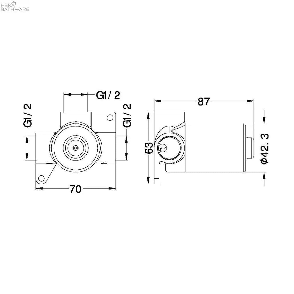 PREMIUM 35MM Universal Shower Mixer HANDLE UP - Inwall Body Only - BIANCA, MECCA - Hera Bathware