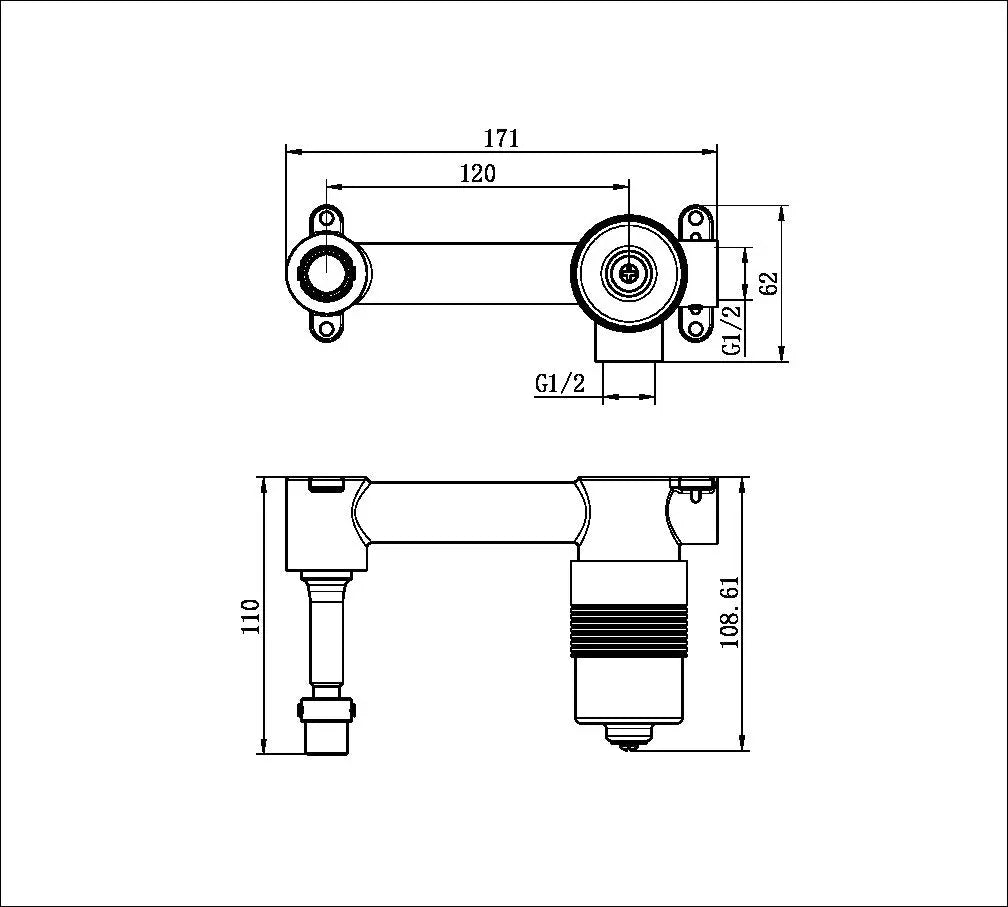 Premium 35mm Universal Wall Basin / Bath Mixer - Inwall Body NRUB001P BIANCA MECCA - Hera Bathware