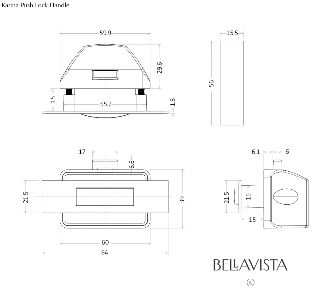 Push Door Lock Handle Karina | BellaVista - Hera Bathware X Bella Vista PLCH - BLK | Matte Black