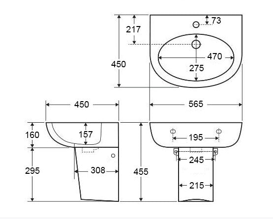 PW5443B Wall Hung Basin | KDK - Hera Bathware X KDK Bathware PW5443B + PW5443 - P | Basin + Shroud