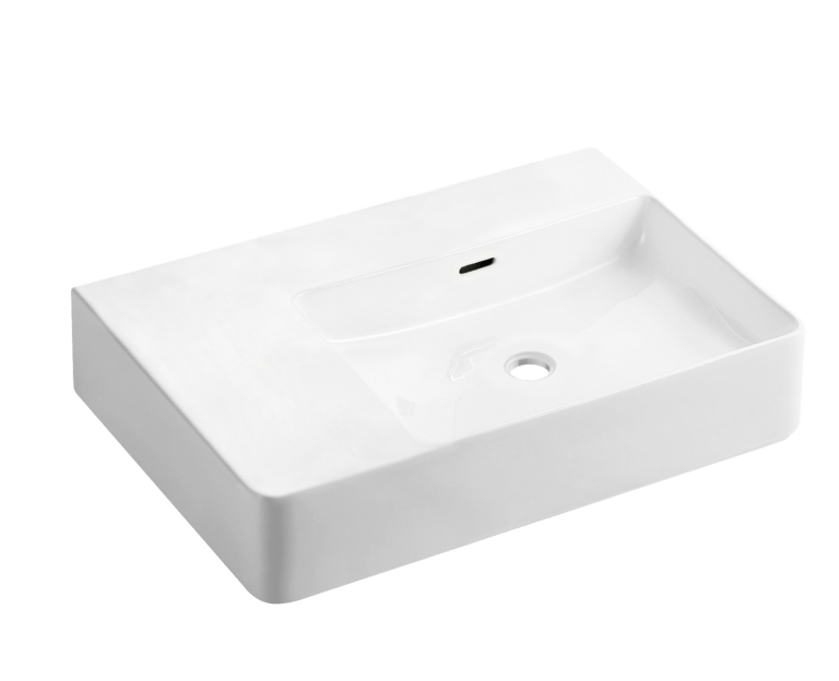 Quado Rectangular Shelf Basin 605×420 With Shelf - Hera Bathware X Johnson Suisse JBSQ860L.0.PW1 | Left Hand Shelf0 Taphole