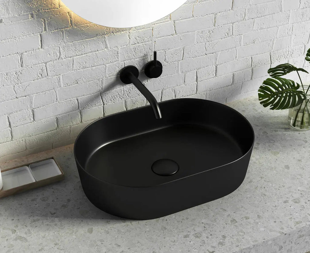 Quay Oval Above Counter Basin - Hera BathwareMatte Black