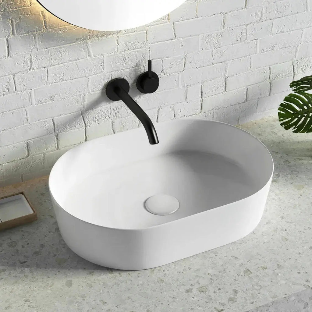 Quay Oval Above Counter Basin - Hera BathwareMatte White