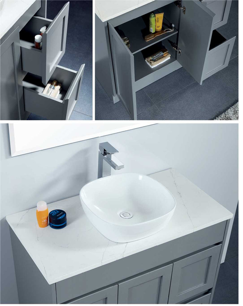Quinn Free Standing Vanity with Drawers 750mm - Hera BathwareLeft Hand DrawersGloss White