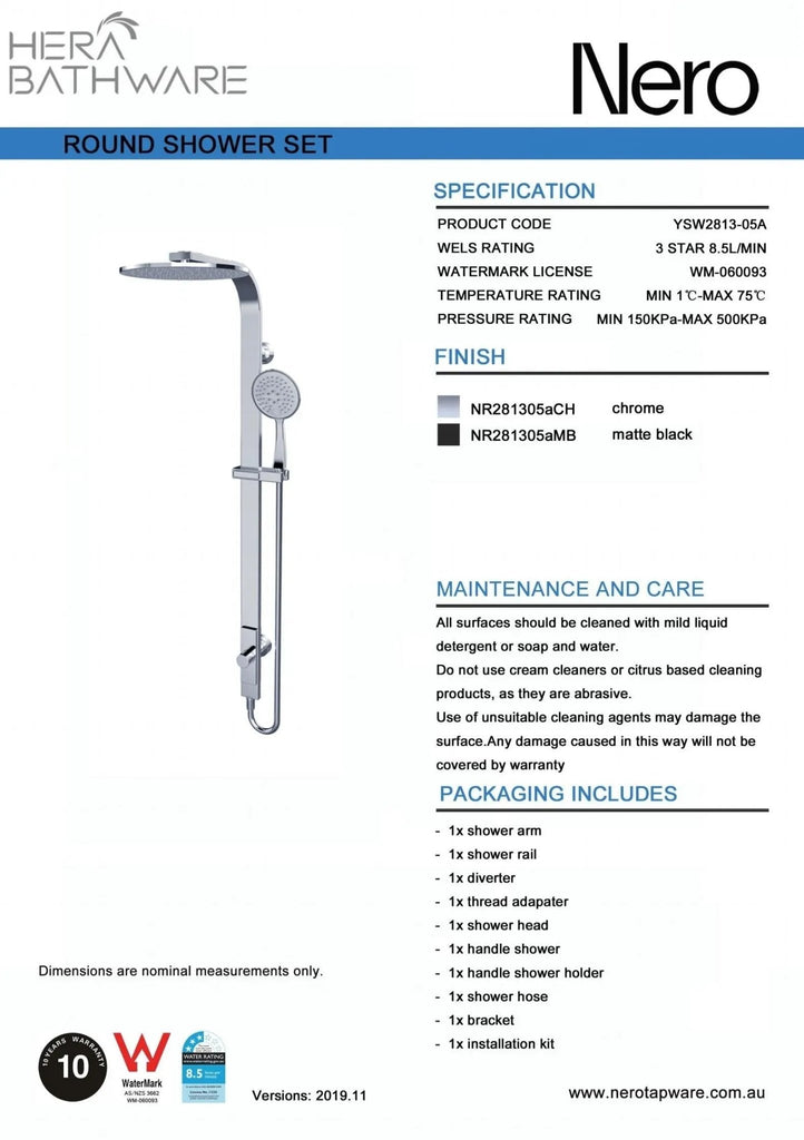 RAIN Round Shower Set Single Hose - Chrome - Hera BathwareChrome