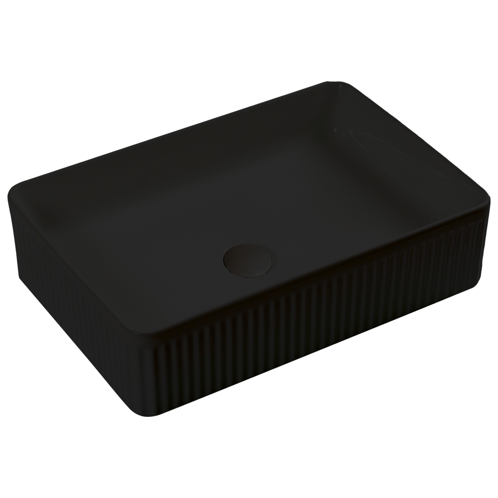 Rectangle Above Counter Grooved Basin - Hera BathwareMatte Black