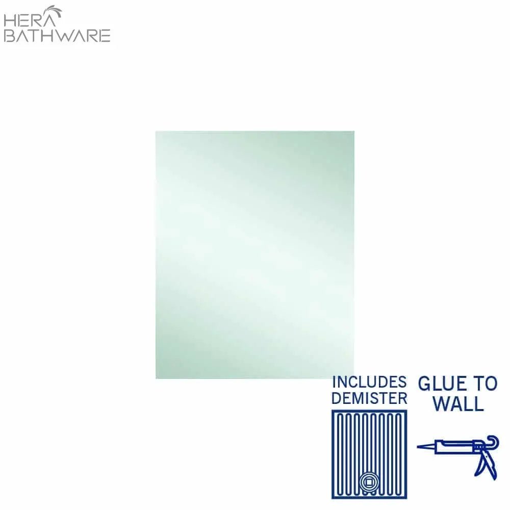 Rectangular Polished Edge Mirror with Demister - Hera Bathware600(W)*750(H)mmGlue - to - wall