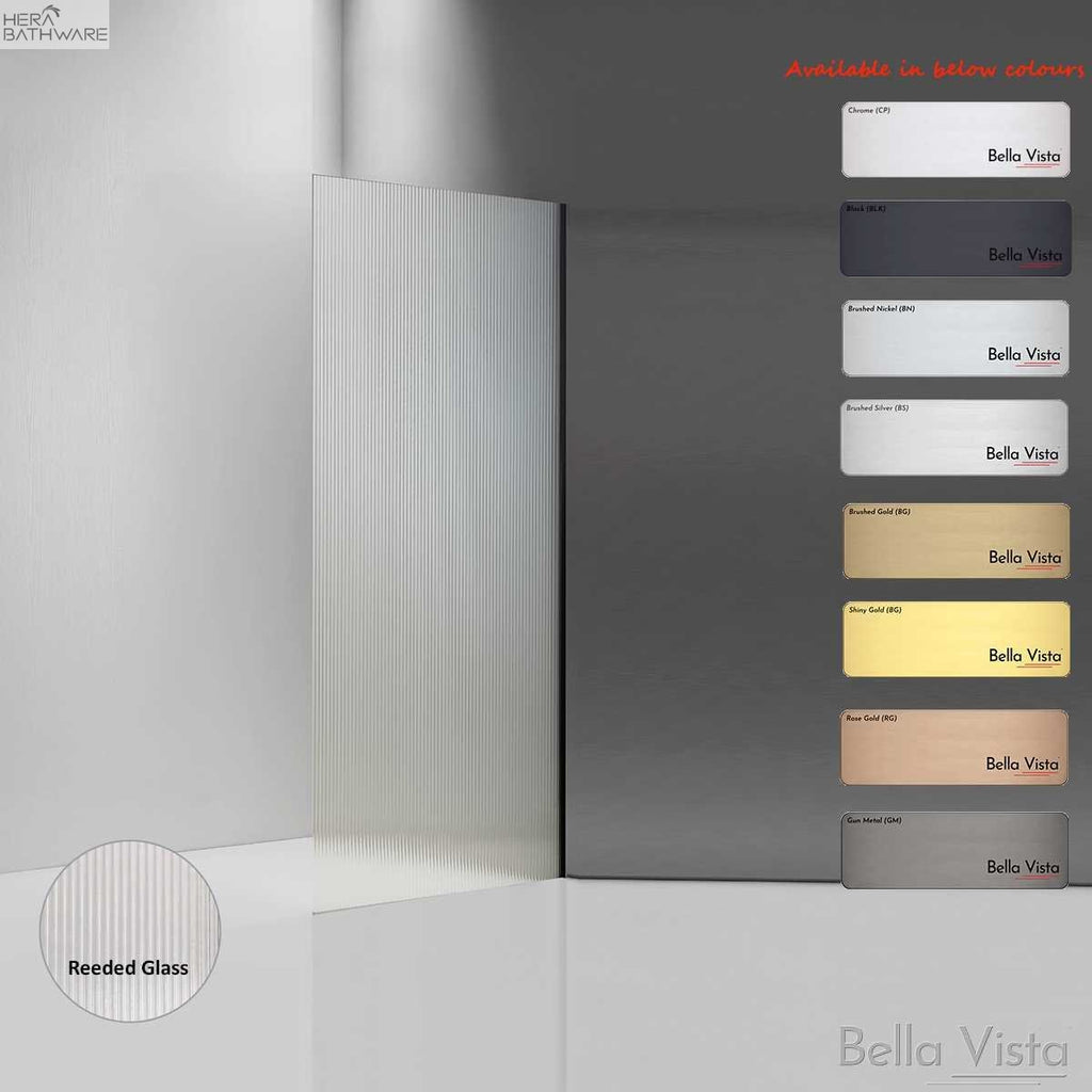 Reeded Glass Frameless Shower Panels - Hera Bathware900mmChrome