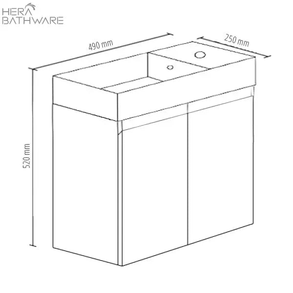 Rio Gloss White Wall Hung Mini Vanity 250mm Depth - Hera BathwareCabinet Only