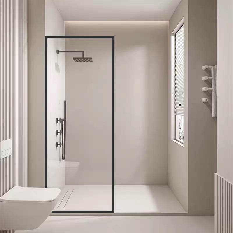 Rita Frame Walk in Shower Fixed Panel | Convex - Hera Bathware900mmMatte Black