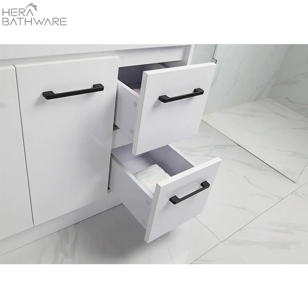Rocky Gloss White Free Standing Vanity - 750mm Drawers on RIGHT - Hera Bathware