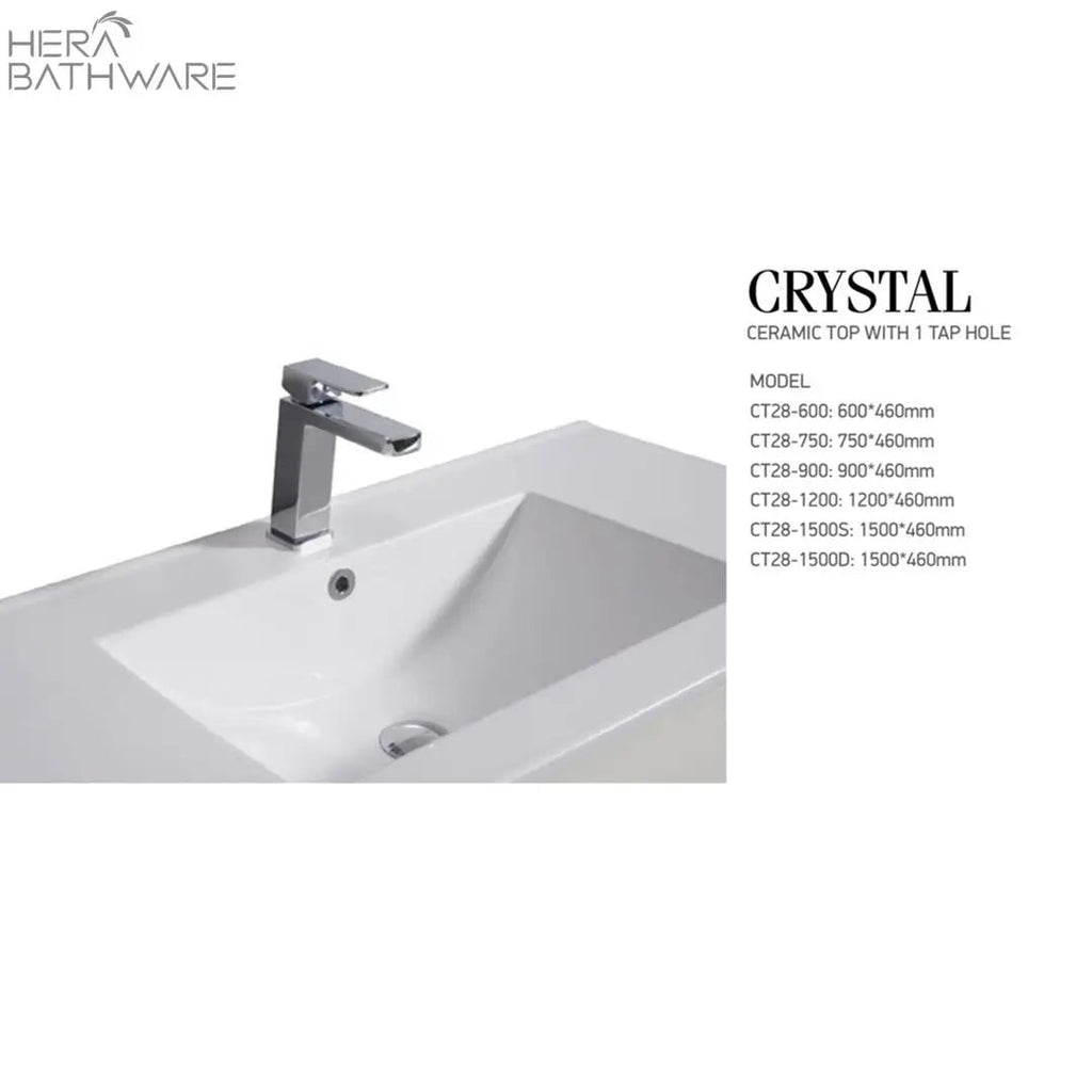Rocky Gloss White Free Standing Vanity - 750mm Drawers on RIGHT - Hera Bathware