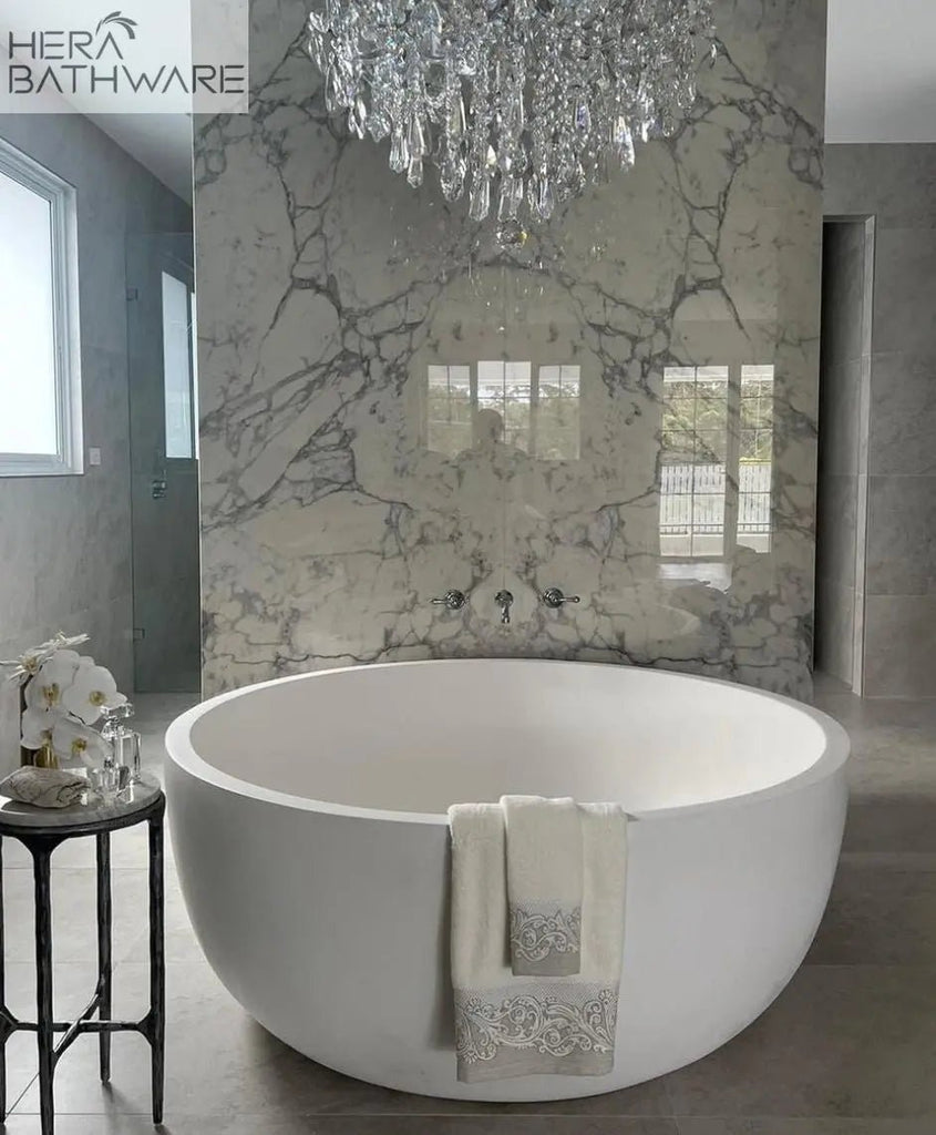 Romeo freestanding stone bath - Hera Bathware1350x550mmOverflow Waste