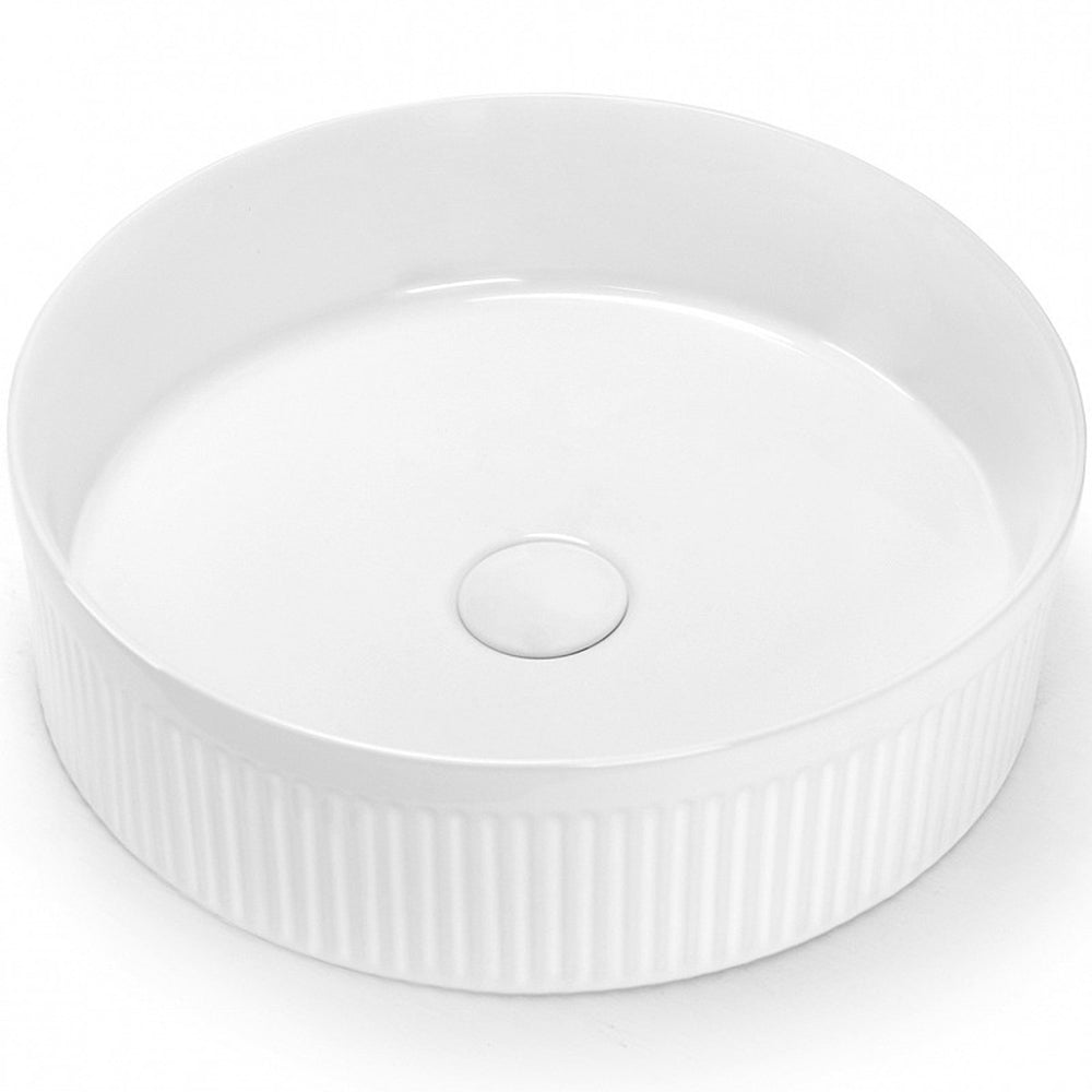 Round Above Counter Grooved Basin - Hera BathwareGloss White