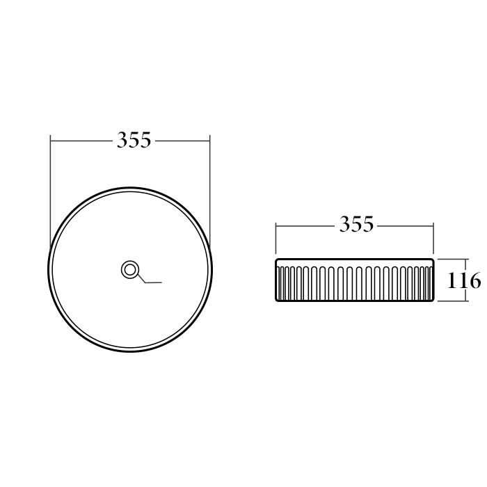 Round Above Counter Grooved Basin - Hera BathwareMatte Black