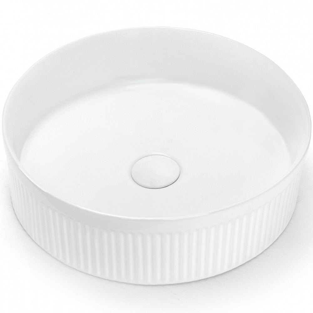 Round Above Counter Grooved Basin - Hera BathwareMatte White