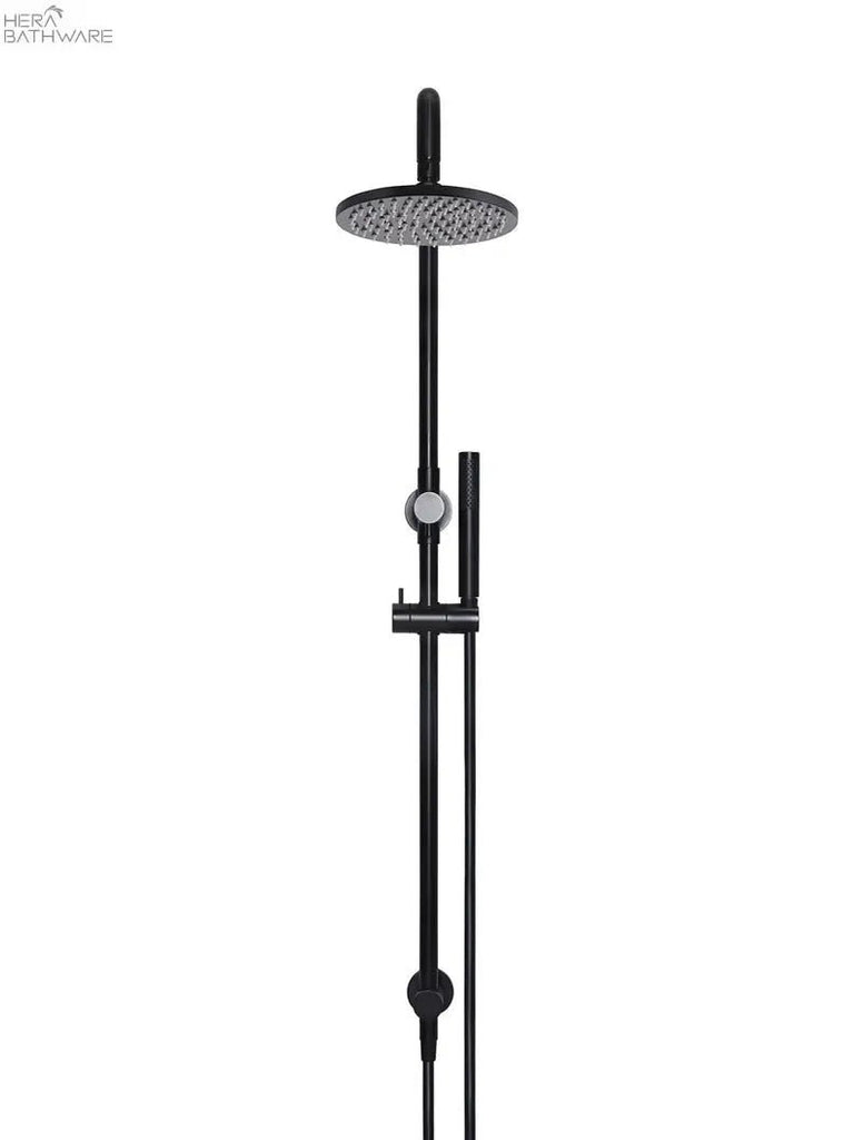 Round Combination Shower Rail, 200mm Rose, Single Function Hand Shower - Hera BathwareMatte Black