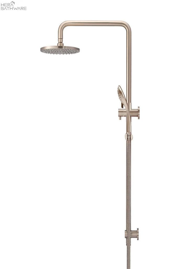 Round Combination Shower Rail, 200mm Rose, Three - Function Hand Shower - Hera BathwareChampagne
