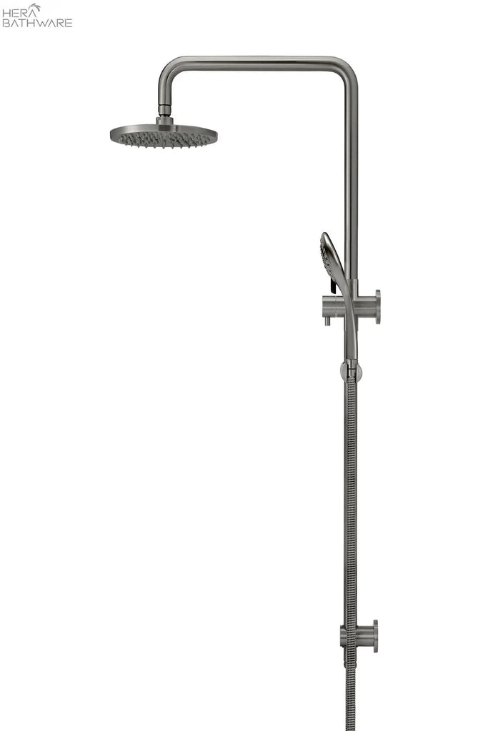 Round Combination Shower Rail, 200mm Rose, Three - Function Hand Shower - Hera BathwareGun Metal