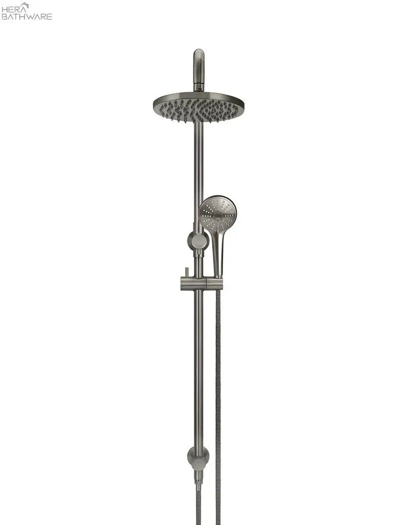 Round Combination Shower Rail, 200mm Rose, Three - Function Hand Shower - Hera BathwareGun Metal