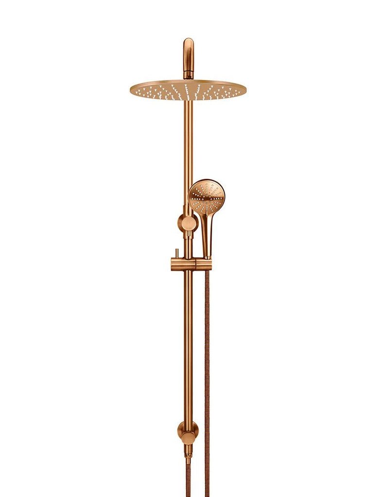 Round Combination Shower Rail, 200mm Rose, Three - Function Hand Shower - Hera BathwareLustre Bronze